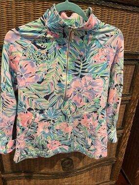 Lilly Pulitzer Pink-Trim Multicolor Floral Half-Zip